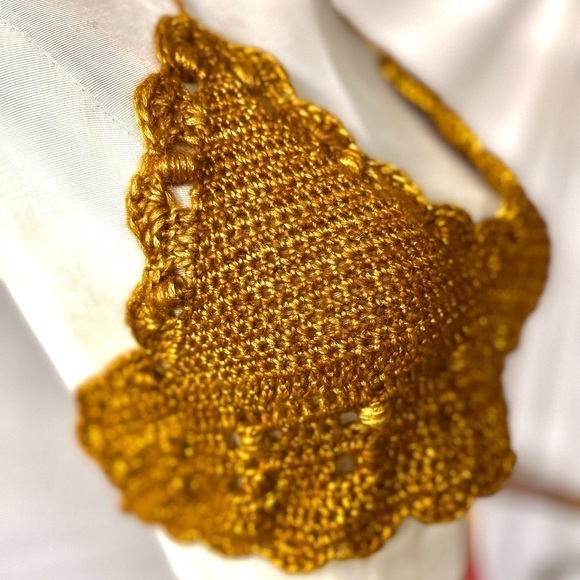 GOLD CROCHETED FESTIVAL OR SWIM TOP - Picture 4 of 7